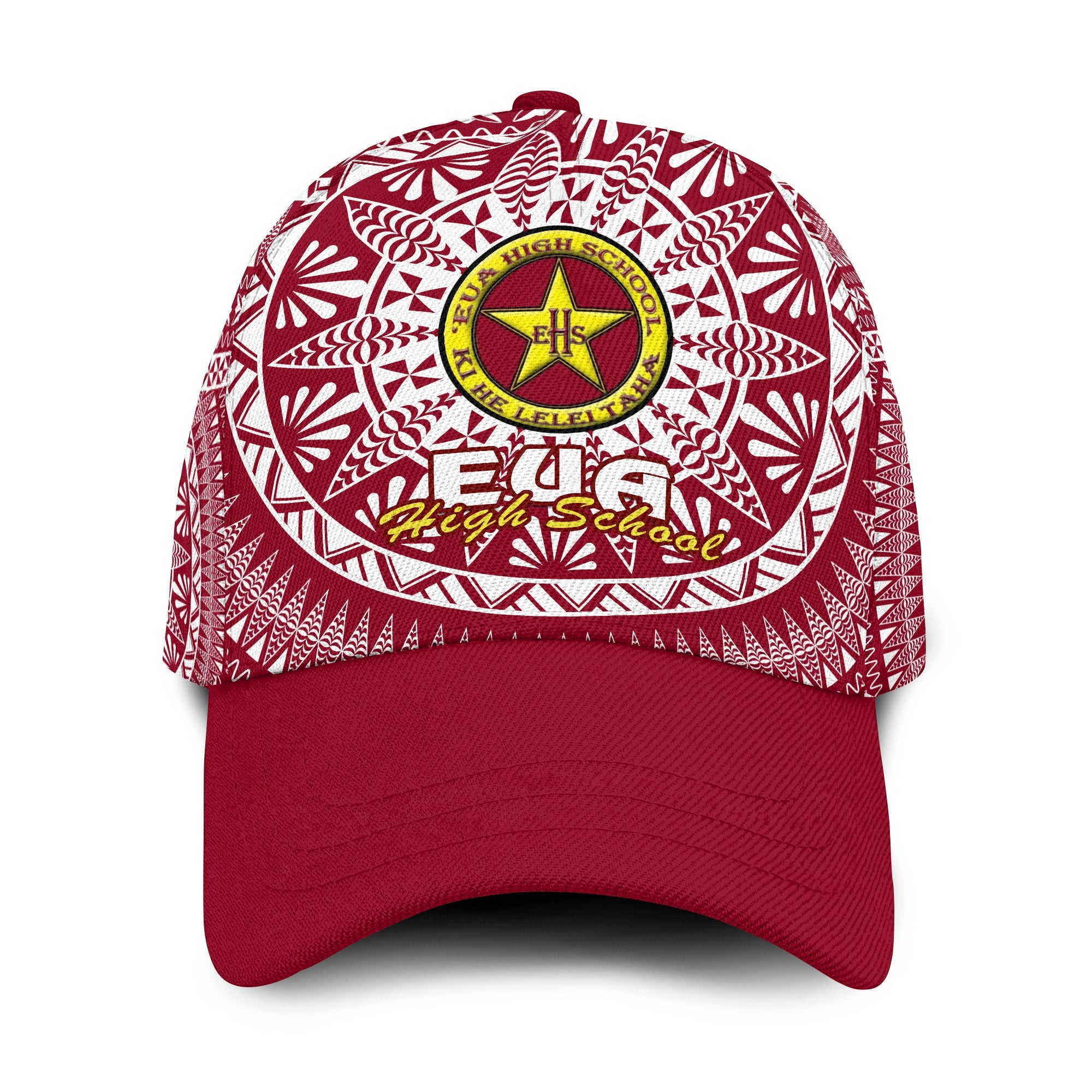 Tonga Eua High School Classic Cap Tongan Ngatu Pattern Ver.02 LT14 Classic Cap Universal Fit Maroon - Polynesian Pride