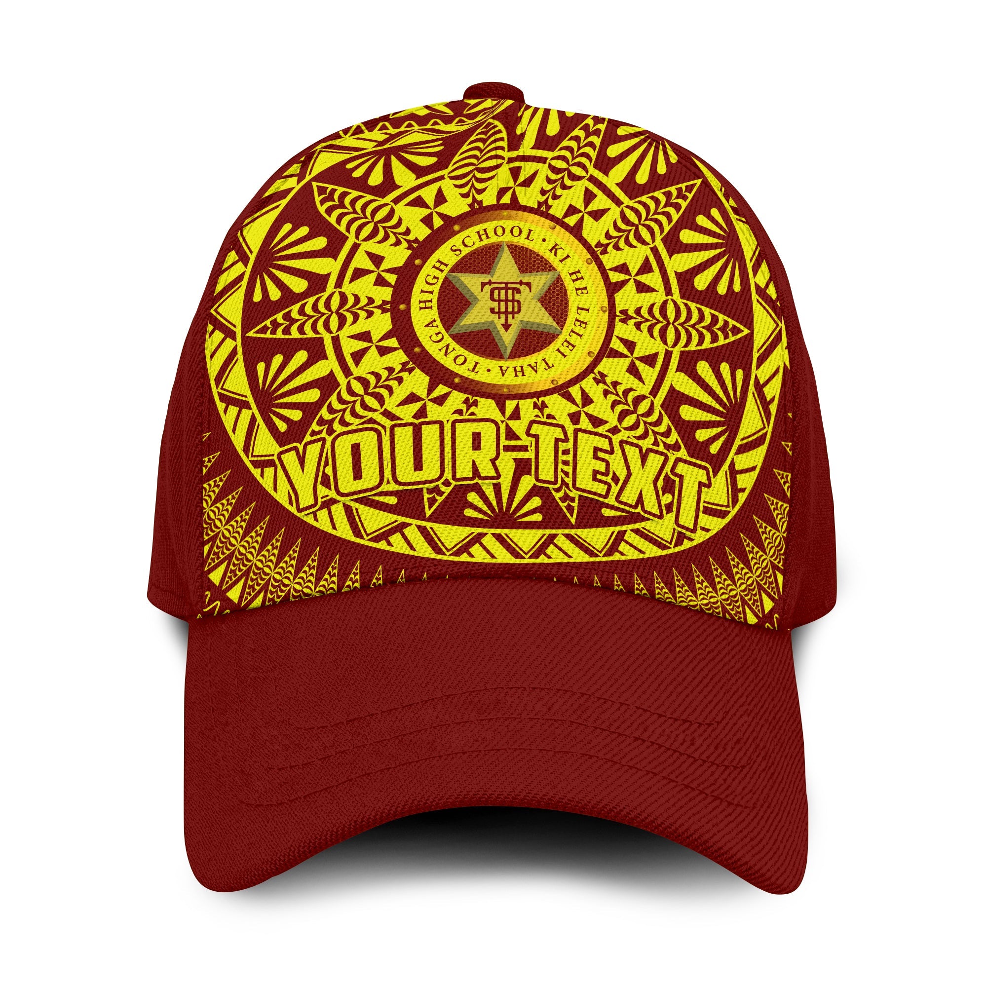 (Custom Personalised) Tonga High School Classic Cap Tongan Ngatu Pattern Ver.03 LT14 Classic Cap Universal Fit Red - Polynesian Pride