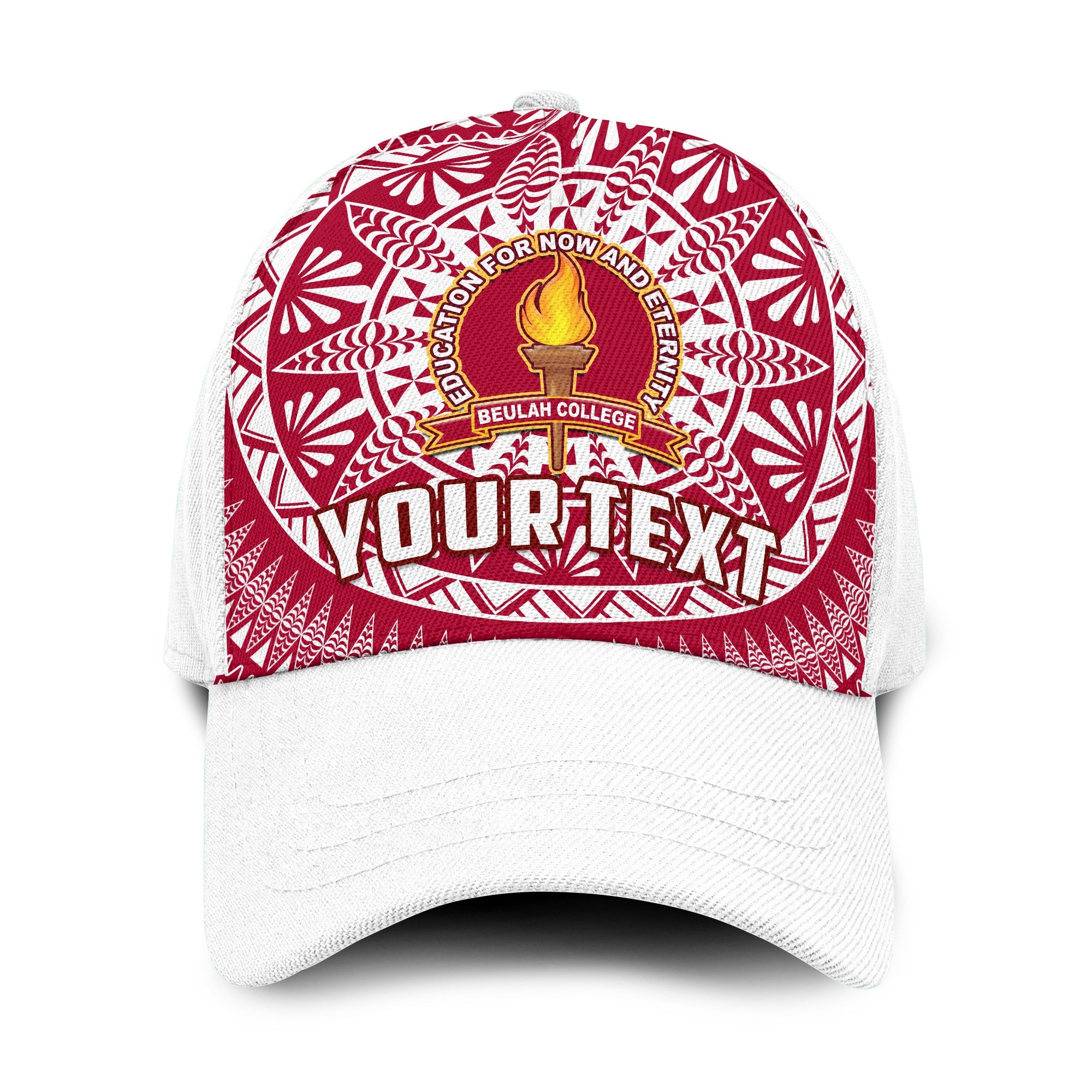 (Custom Personalised) Beulah Tonga College Classic Cap Tongan Ngatu Pattern Ver.04 LT14 Classic Cap Universal Fit Maroon - Polynesian Pride