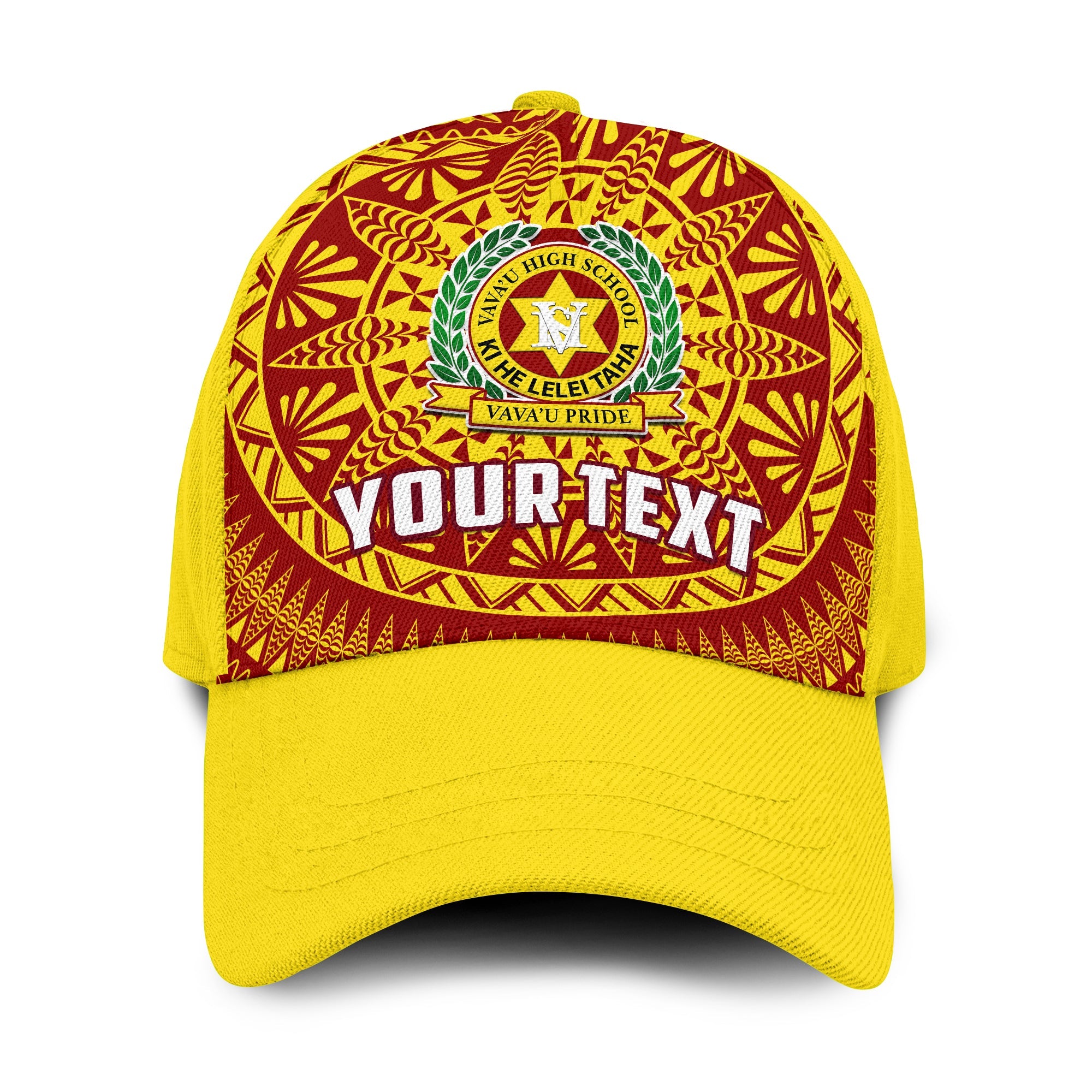 (Custom Personalised) Tonga Vavau High School Classic Cap Tongan Ngatu Pattern Ver.05 LT14 Classic Cap Universal Fit Red - Polynesian Pride