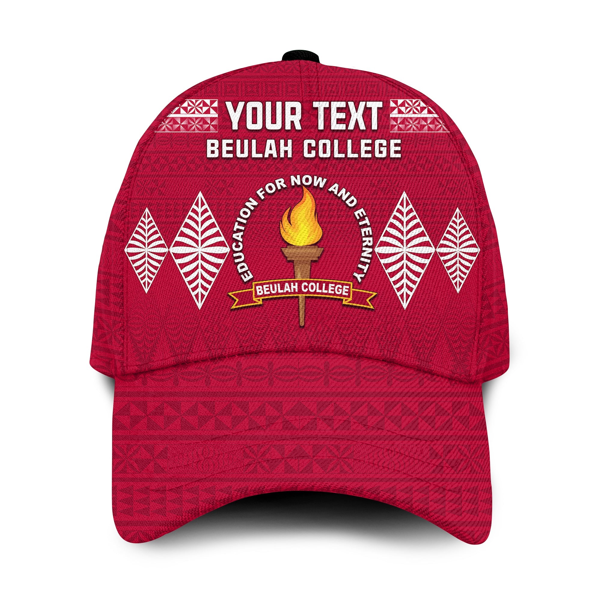 (Custom Personalised) Beulah College Classic Cap Ngatu Pattern Tonga LT13 Classic Cap Universal Fit Maroon - Polynesian Pride