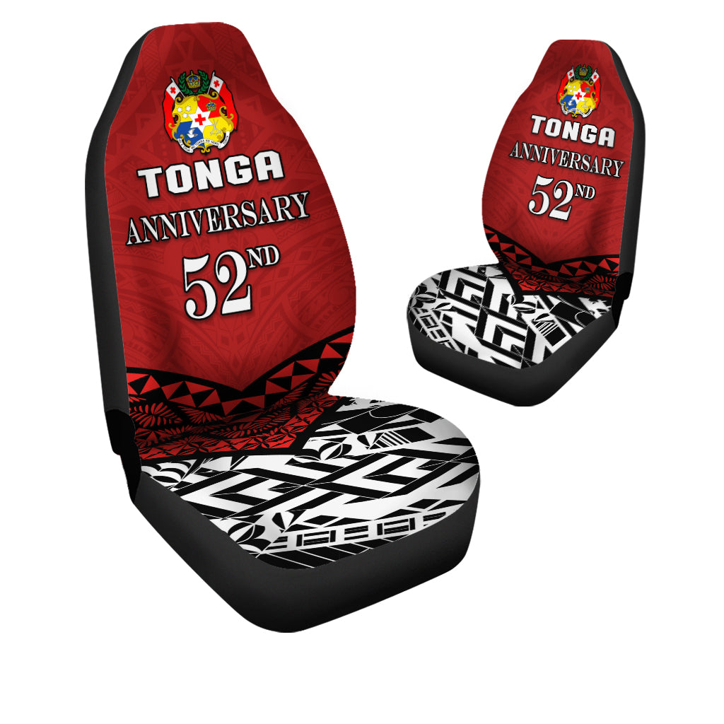 Tonga Car Seat Covers Independence Anniversary Special Version 2022 LT14 Set of 2 Universal Fit Red - Polynesian Pride