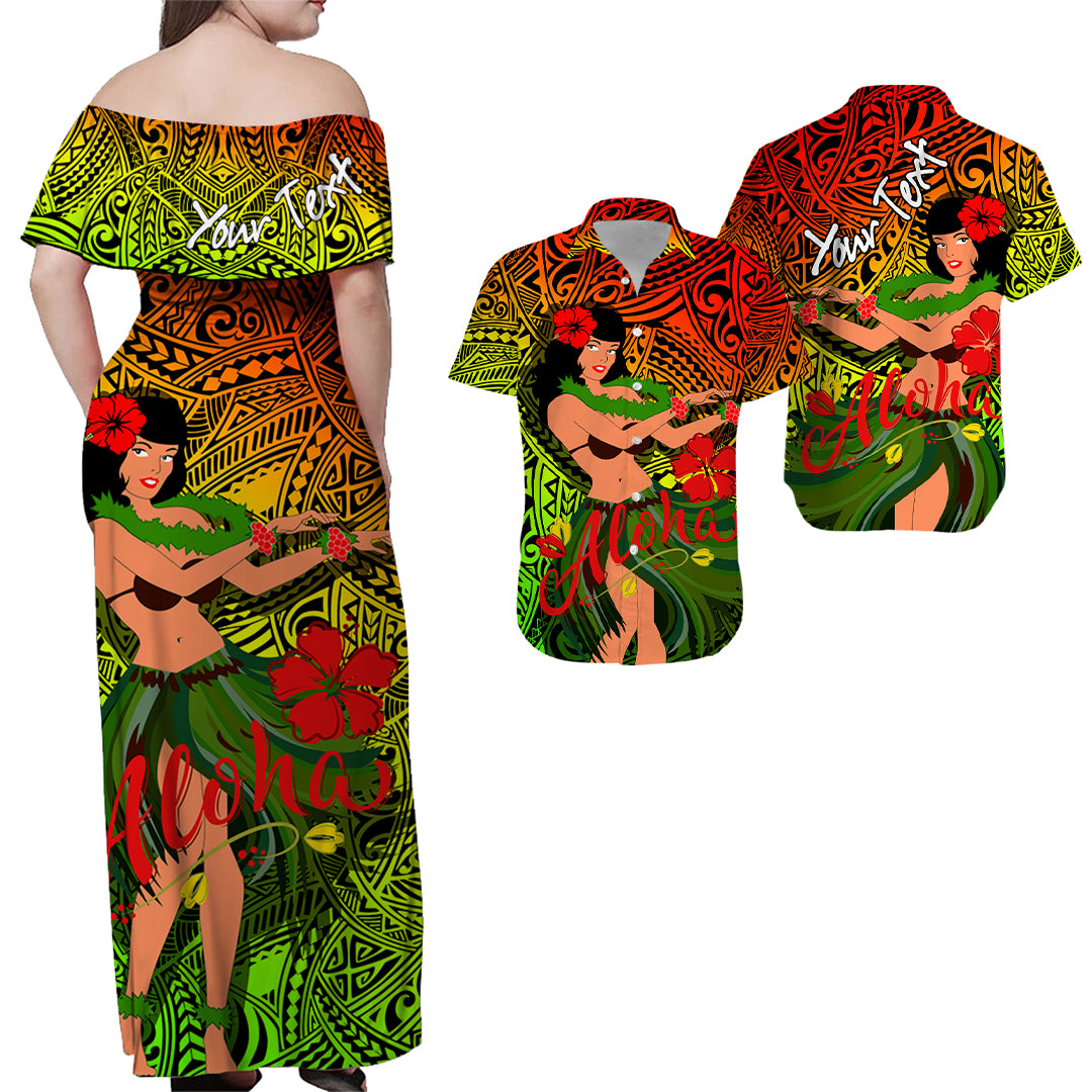 Custom Hawaii Hula Girl Polynesian Matching Hawaiian Outfits For Couples Reggae LT2 REGGAE - Polynesian Pride