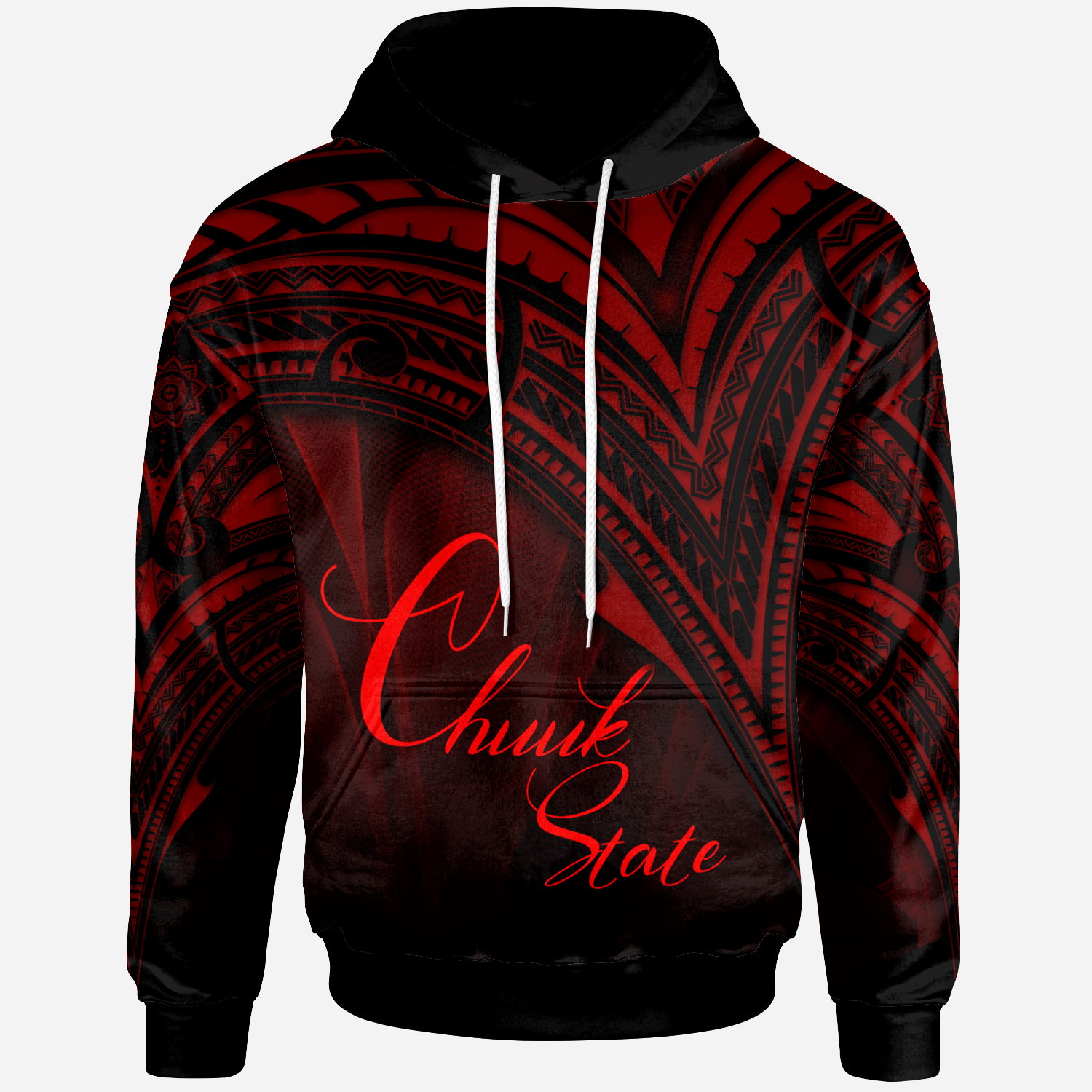 Chuuk State Hoodie Red Color Cross Style Unisex Black - Polynesian Pride