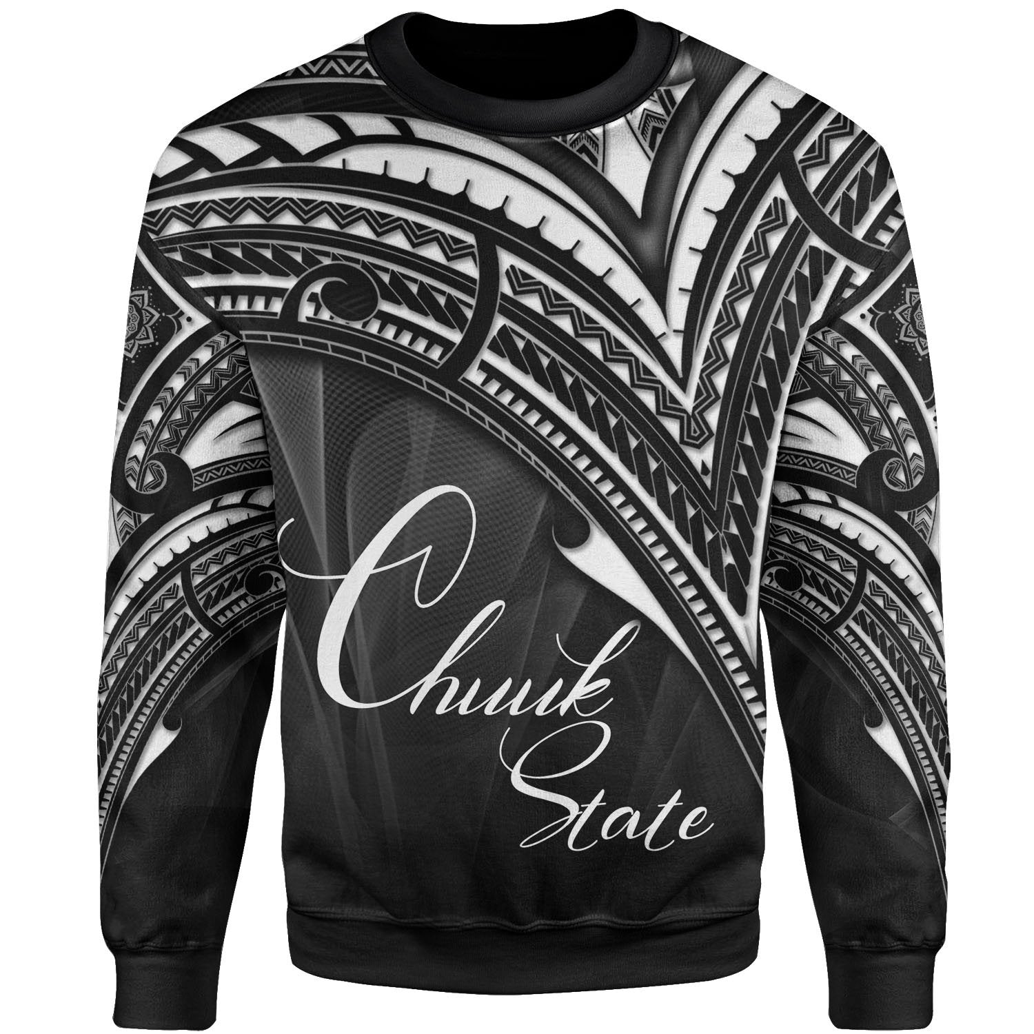 Chuuk State Sweatshirt - Cross Style White Color Unisex Black - Polynesian Pride