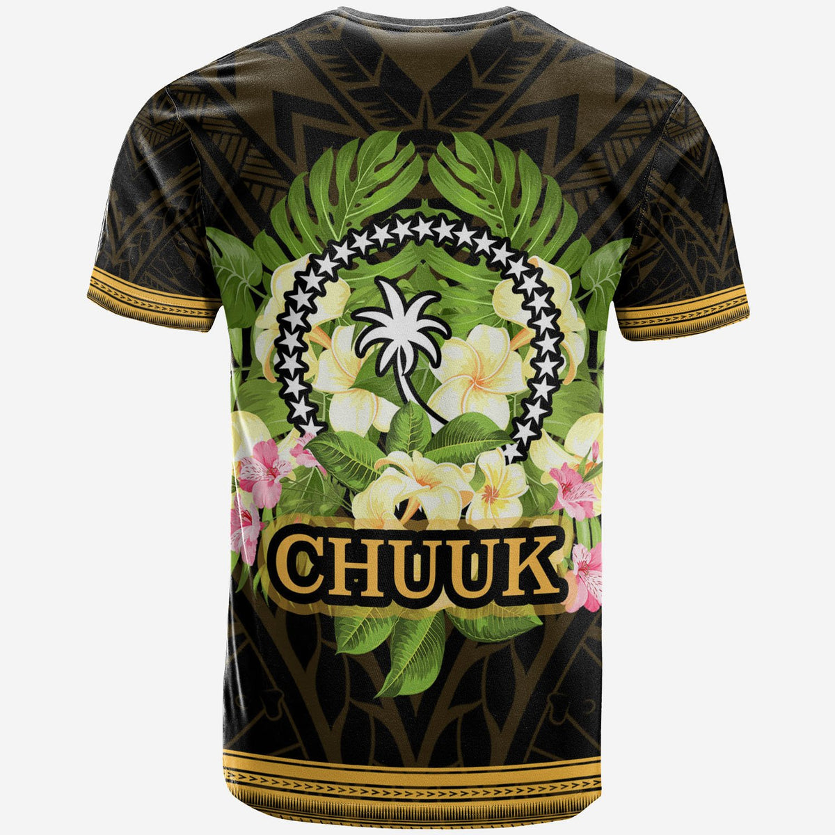 Chuuk State T Shirt Polynesian Gold Patterns Collection - Polynesian Pride