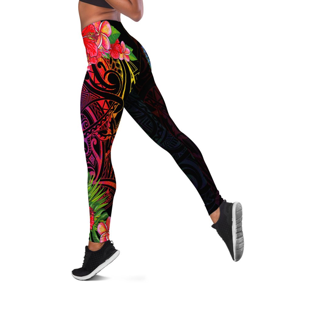 Chuuk State Leggings - Tropical Hippie Style Black - Polynesian Pride