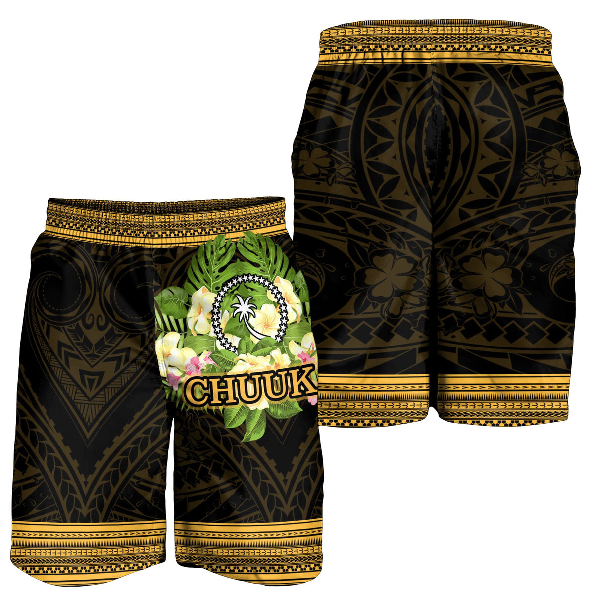 Chuuk State Men's Shorts - Polynesian Gold Patterns Collection - Polynesian Pride