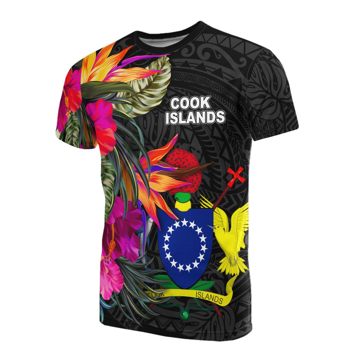 Cook Islands T Shirt Polynesian Hibiscus Pattern Unisex Black - Polynesian Pride