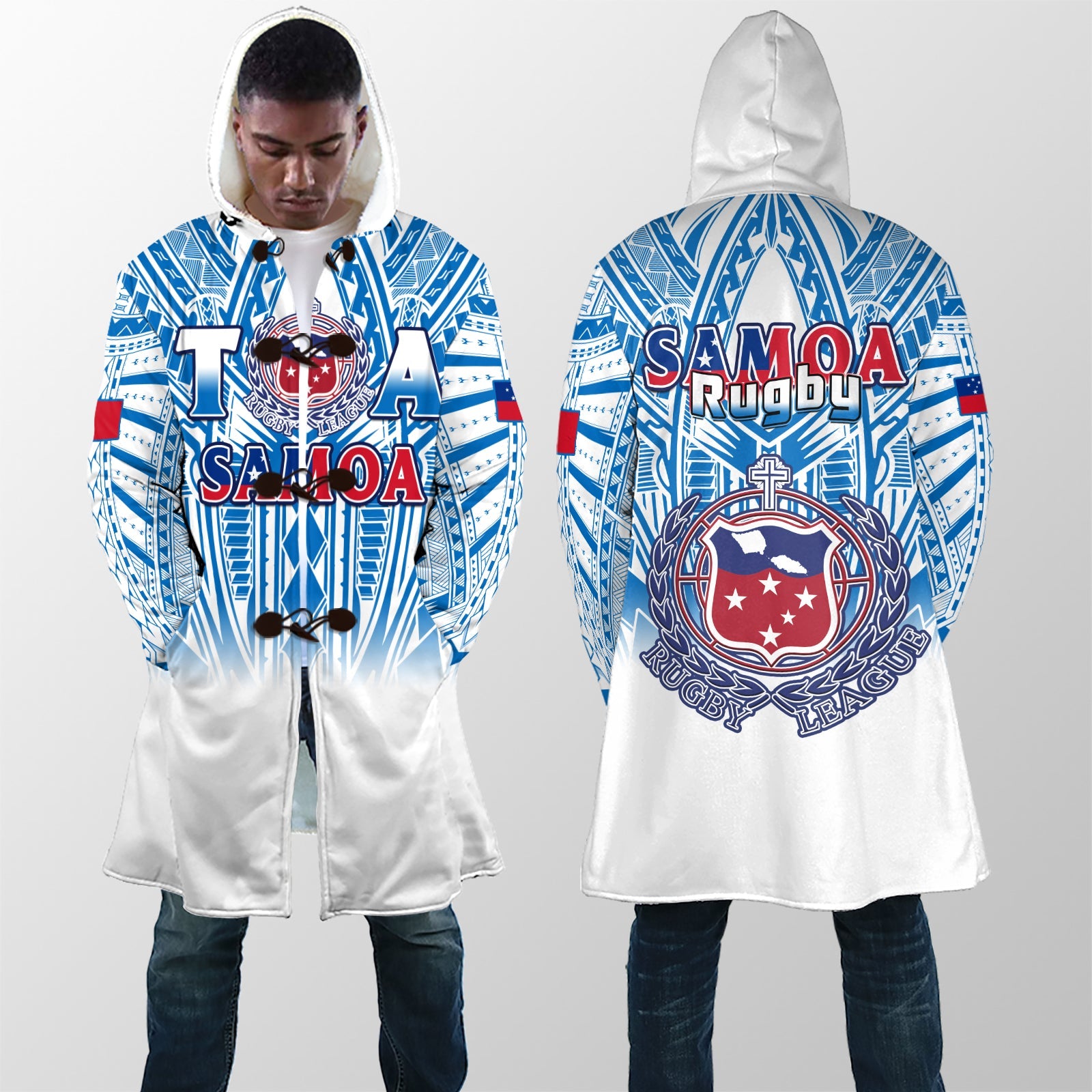 Samoa Rugby Cloaks Toa Samoa Polynesian Pacific White Version LT14 Unisex White - Polynesian Pride