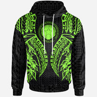Northern Mariana Islands Hoodie Polynesian Lion Head Green Style Unisex Green - Polynesian Pride