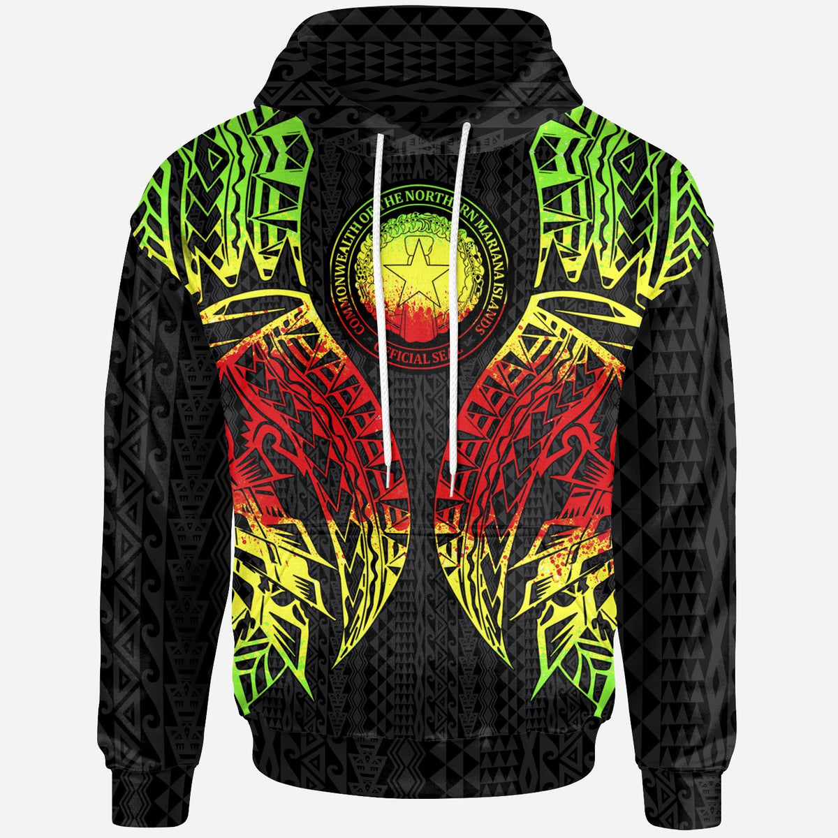 Northern Mariana Islands Hoodie Polynesian Lion Head Reggae Style Unisex Reggae - Polynesian Pride