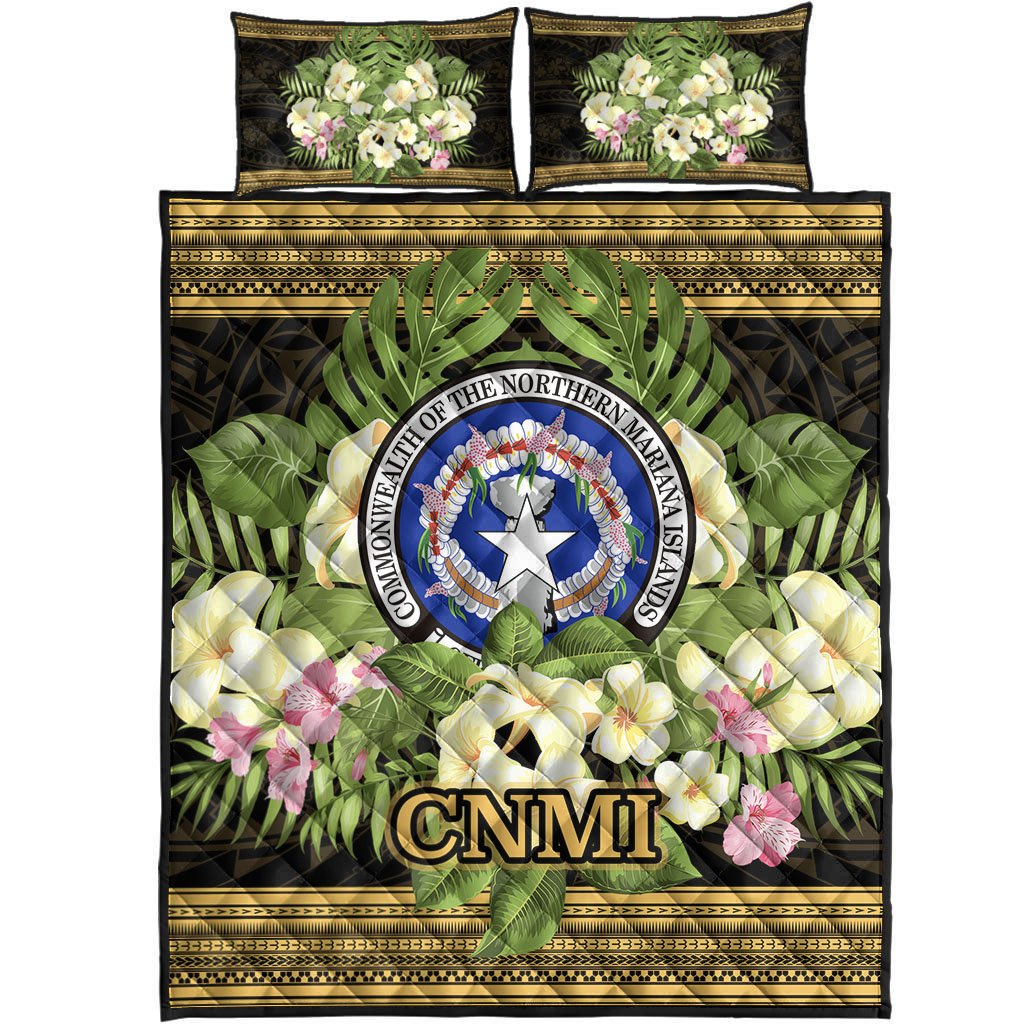 Northern Mariana Islands Quilt Bed Set - Polynesian Gold Patterns Collection - Polynesian Pride