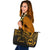 Northern Mariana Islands Leather Tote - Gold Color Cross Style Black - Polynesian Pride