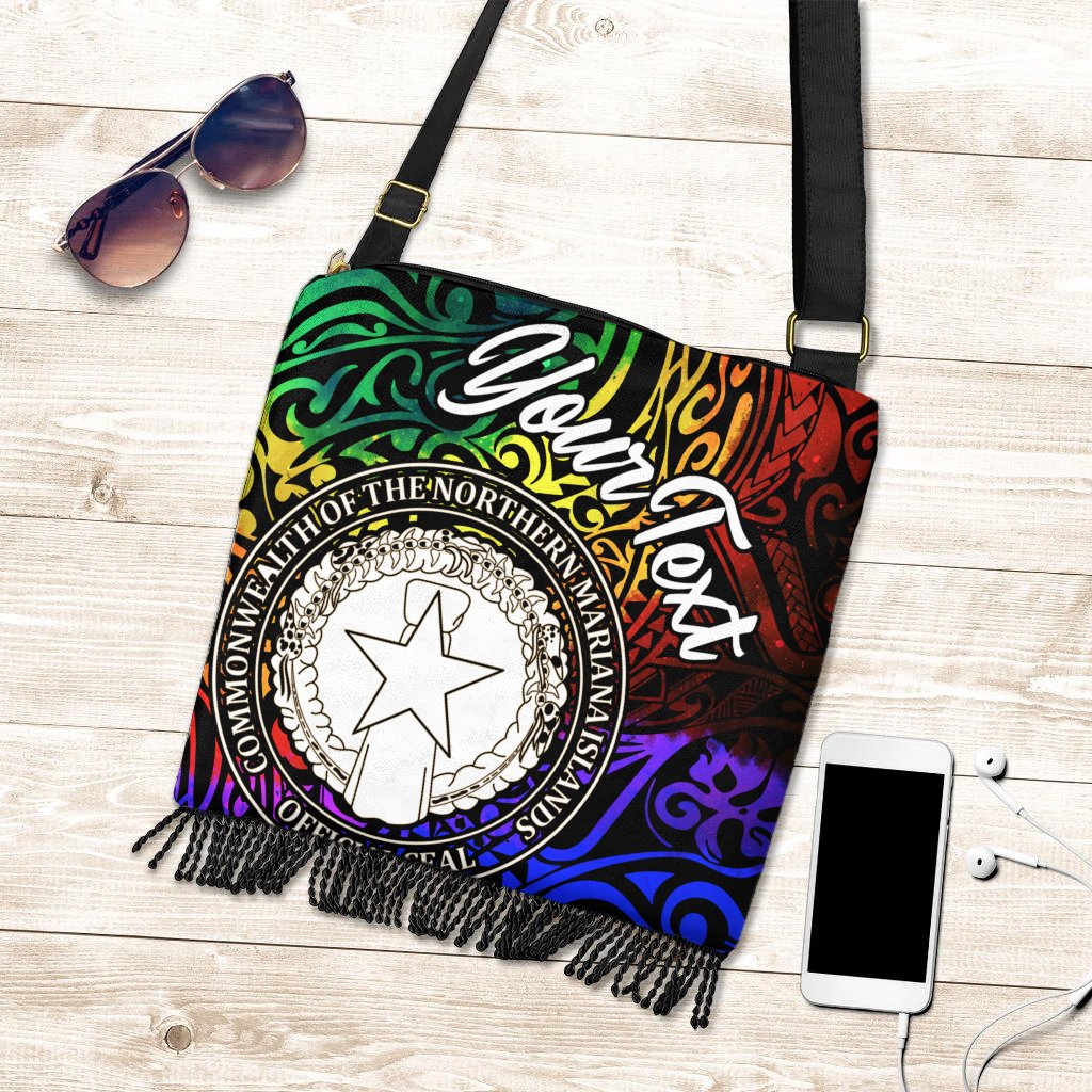 Northern Mariana Islands Custom Personalised Boho Handbag - Rainbow Polynesian Pattern One Style One Size Rainbow - Polynesian Pride