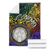 Northern Mariana Islands Premium Blanket - Rainbow Polynesian Pattern - Polynesian Pride