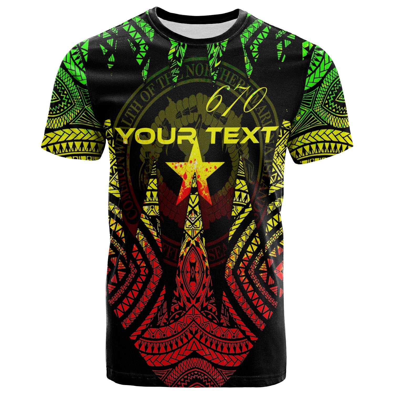 Northern Mariana Islands Custom Personalized T Shirt Micronesian Teeth Shark Style Reggae Unisex Black - Polynesian Pride