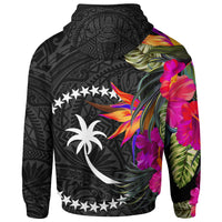 Chuuk Zip up Hoodie Hibiscus Polynesian Pattern - Polynesian Pride