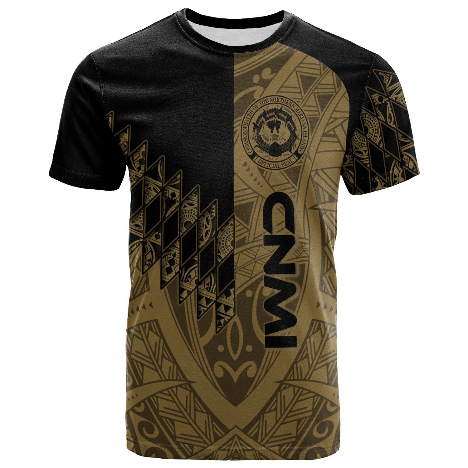 Northern Mariana Islands T Shirt Gold Color Symmetry Style Unisex Black - Polynesian Pride