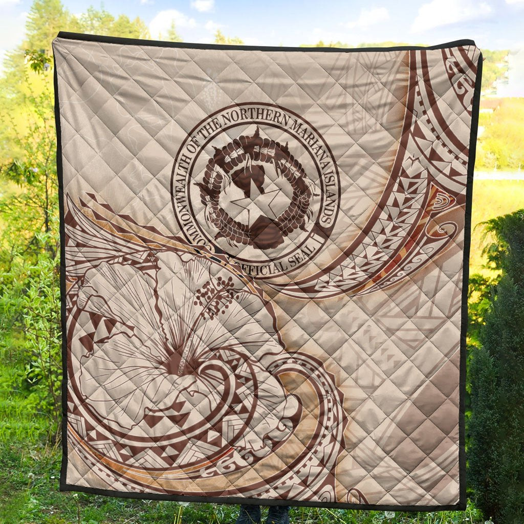 Northern Mariana Islands Premium Quilt - Hibiscus Flowers Vintage Style - Polynesian Pride