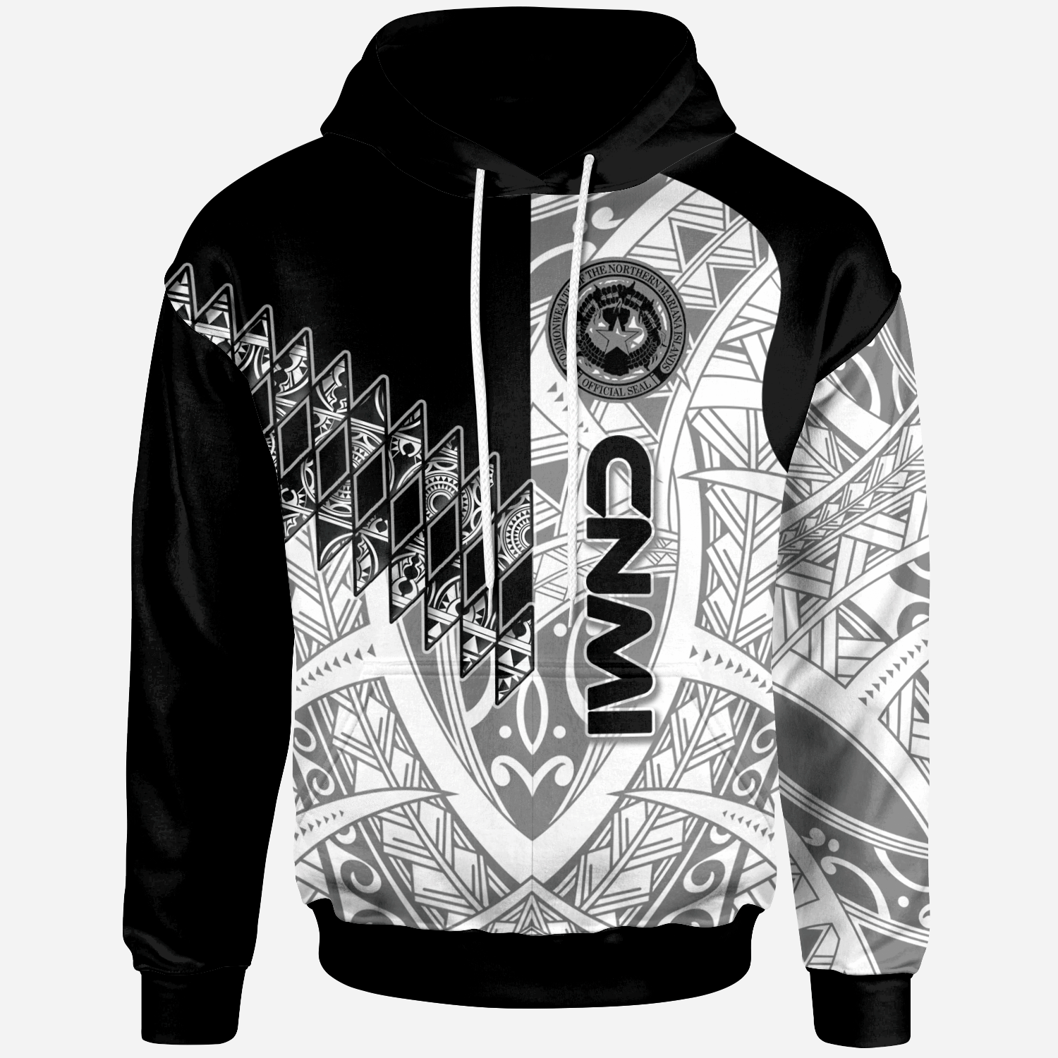 Northern Mariana Islands Hoodie Symmetry Style Unisex Black - Polynesian Pride