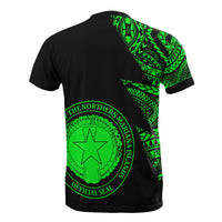 Northern Mariana Islands Custom T Shirt Micronesian Pattern Green Style - Polynesian Pride