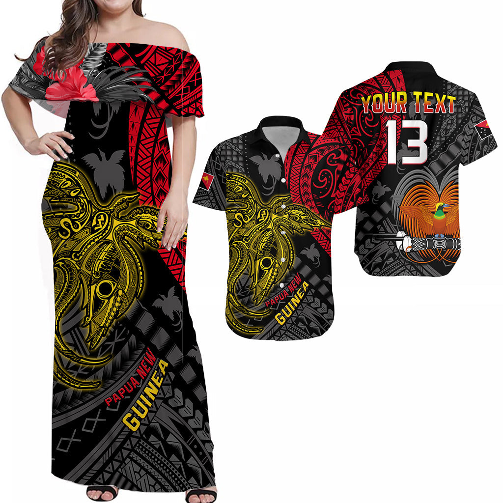 Custom Papua New Guinea Matching Dress and Hawaiian Shirt Raggiana Birds Happy 47th Independence Day LT13 Black - Polynesian Pride