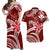 Custom Polynesian Matching Hawaiian Outfits For Couples Hawaii Flowers Wave Red LT13 Red - Polynesian Pride