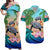 Polynesian Turtle Coconut Tree And Orchids Matching Dress and Hawaiian Shirt LT14 Blue - Polynesian Pride