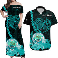 Custom Valentine Federated States of Micronesia Matching Hawaiian Shirt and Dress Heart Love Tropical Flowers Turquoise LT14 Turquoise - Polynesian Pride