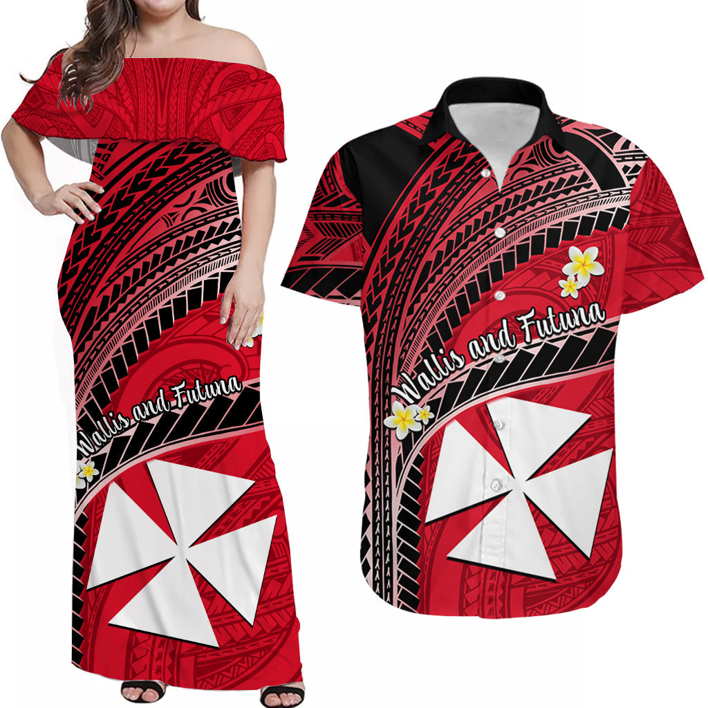 Custom Wallis And Futuna Matching Dress and Hawaiian Shirt Plumeria Flowers with Red Polynesian Pattern LT14 Red - Polynesian Pride