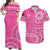 Tongan Breast Cancer Matching Dress and Hawaiian Shirt Tongan Ngatu Pattern No One Fights Alone LT14 Pink - Polynesian Pride