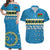 Custom Matching Hawaiian Shirt and Dress Sanma Province Vanuatu Pig Tusk Polynesian Flag Style LT14 Blue - Polynesian Pride