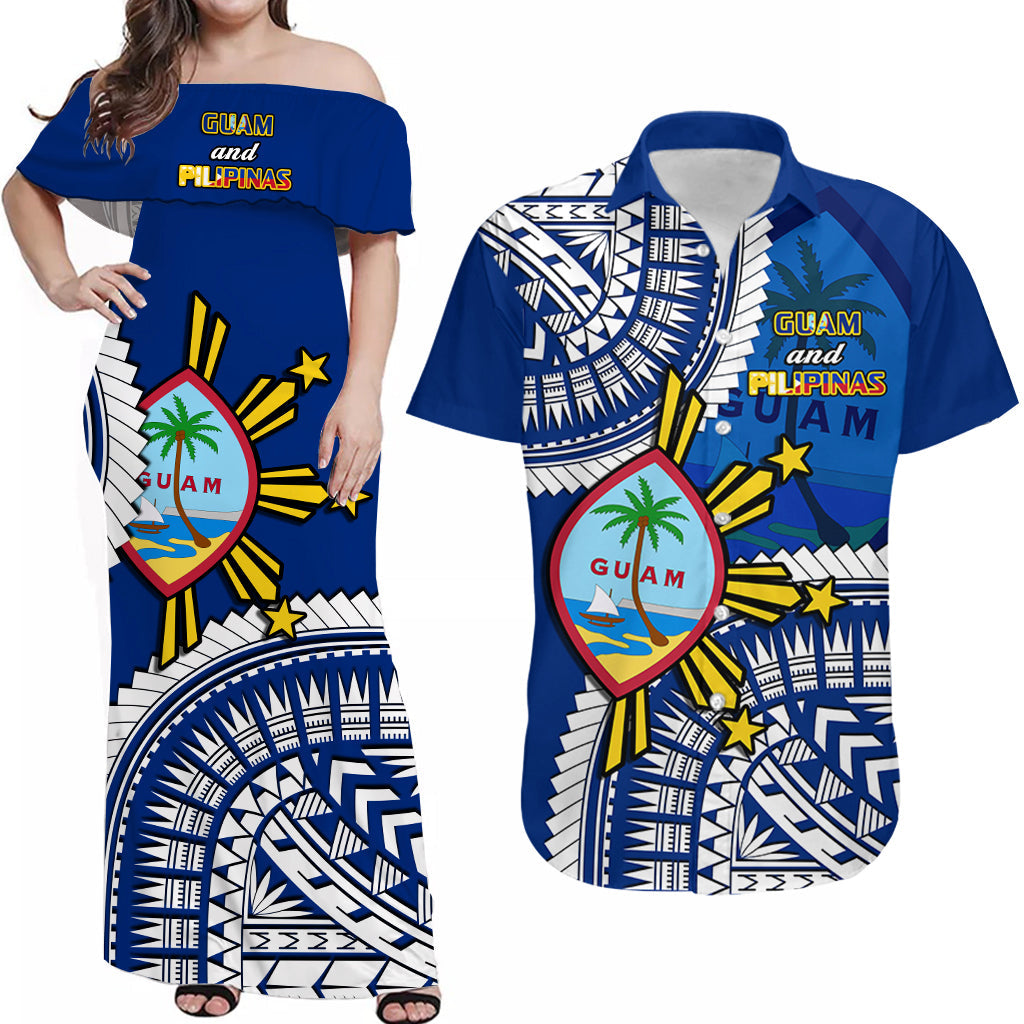 Custom Polynesian Matching Hawaiian Shirt and Dress Guam Philippines Together Blue LT14 Blue - Polynesian Pride