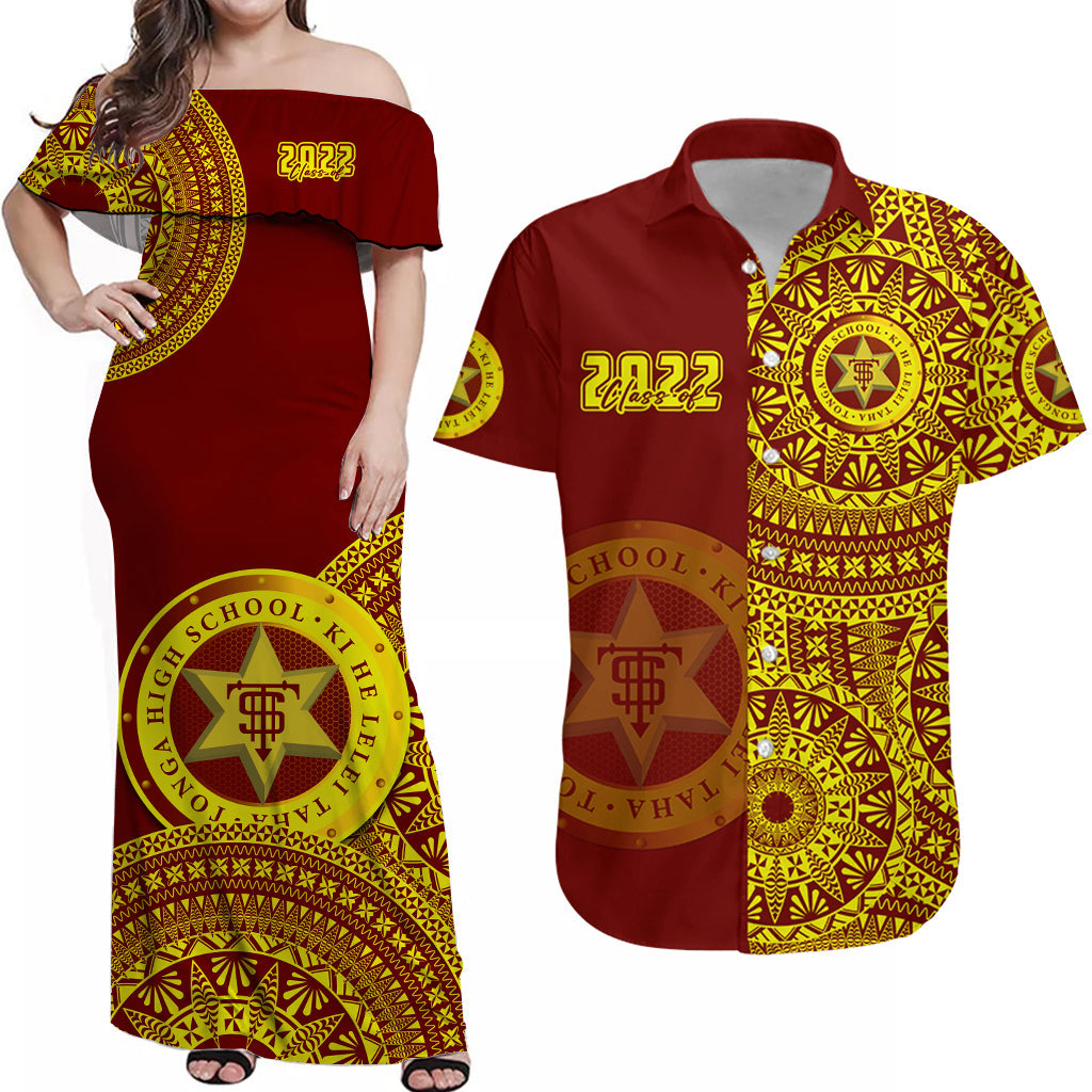 (Custom Text And Number) Tonga High School Matching Dress and Hawaiian Shirt Class Of Year Tongan Ngatu Pattern LT14 Red - Polynesian Pride