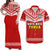 (Custom Text And Number) Tonga Rugby Matching Dress and Hawaiian Shirt Mate Maa Tonga Pacific Ngatu White LT14 Red - Polynesian Pride