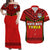 (Custom Text And Number) Tonga Rugby Matching Dress and Hawaiian Shirt Mate Maa Tonga Pacific Ngatu Black LT14 Red - Polynesian Pride