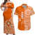 (Custom Text And Number) Tonga Polynesian Matching Hawaiian Shirt and Dress Beulah College with Ngatu Pattern LT14 Orange - Polynesian Pride