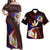 Polynesian Matching Dress and Hawaiian Shirt American Samoa State Flag And Marijuana Leaf Black - Polynesian Pride