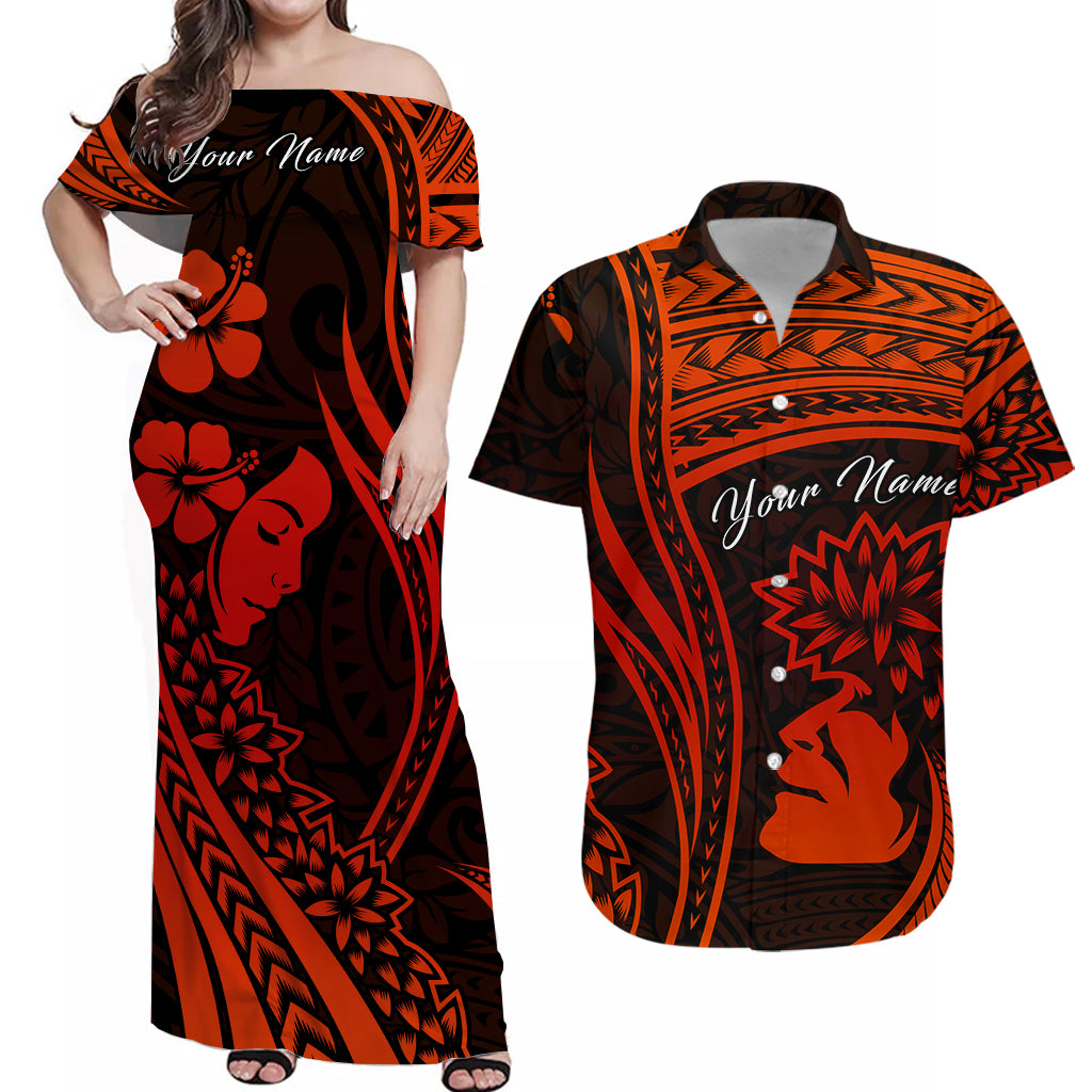 Custom Outfit For Couple Polynesian Valentine Couple Matching Dress and Hawaiian Shirt I LOVE YOU Hibiscus Style Red LT13 Red - Polynesian Pride
