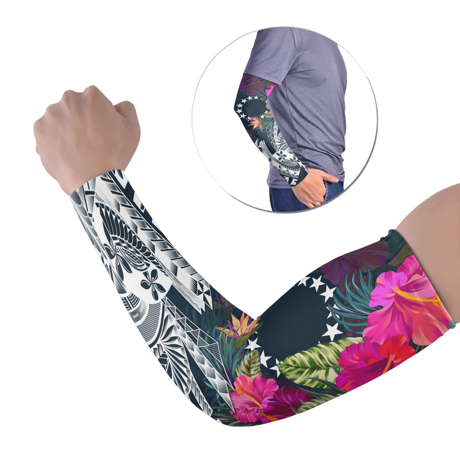 Cook Islands Arm Sleeve (Set of 2) - Summer Vibes Set of 2 Black - Polynesian Pride