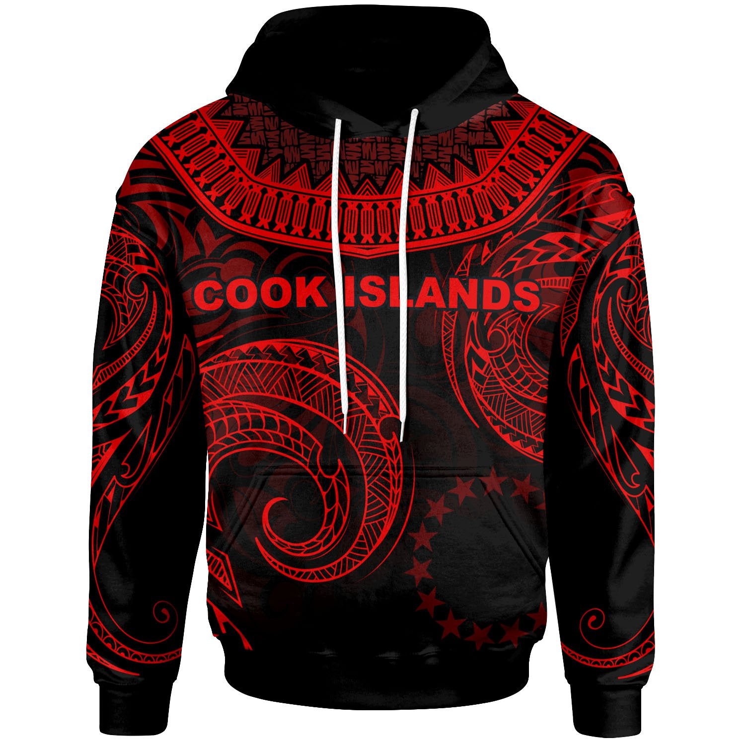 Cook Islands Hoodie Palm Leaf Texture Red Unisex Red - Polynesian Pride