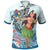 Cook Islands Polo Shirt Polynesian Girls With Shark Unisex Blue - Polynesian Pride