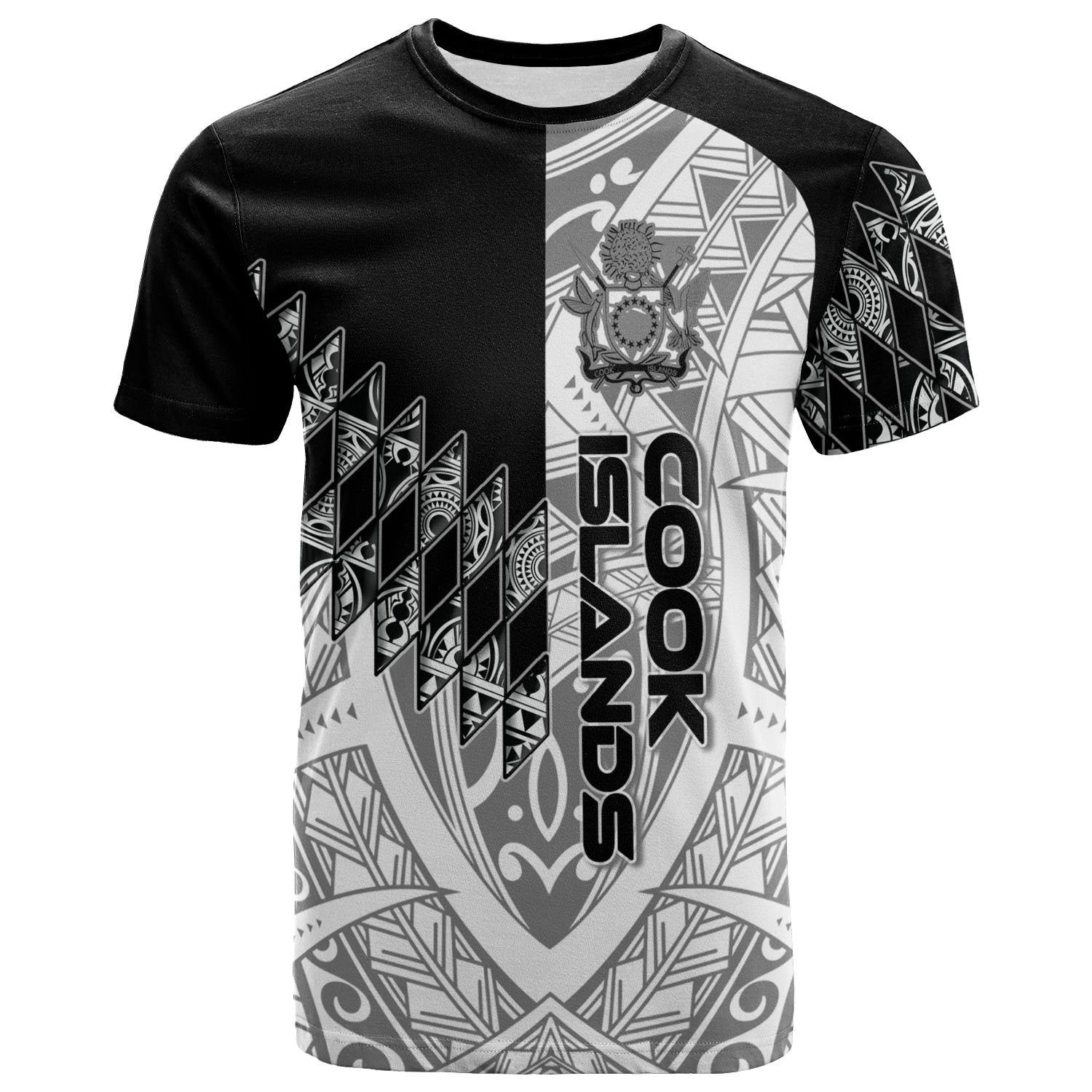 Cook Islands T Shirt Symmetry Style Unisex Black - Polynesian Pride