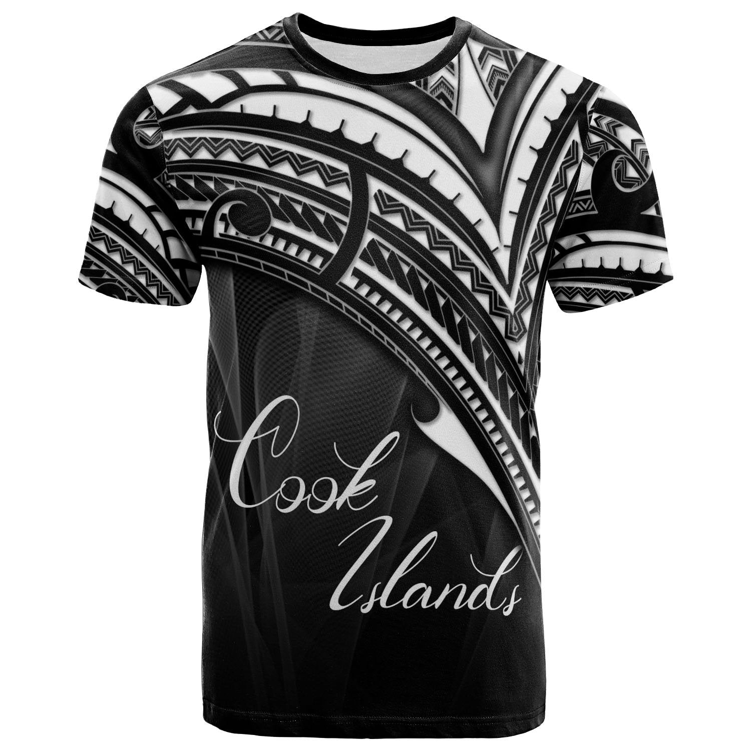 Cook Islands T Shirt Cross Style Unisex Black - Polynesian Pride