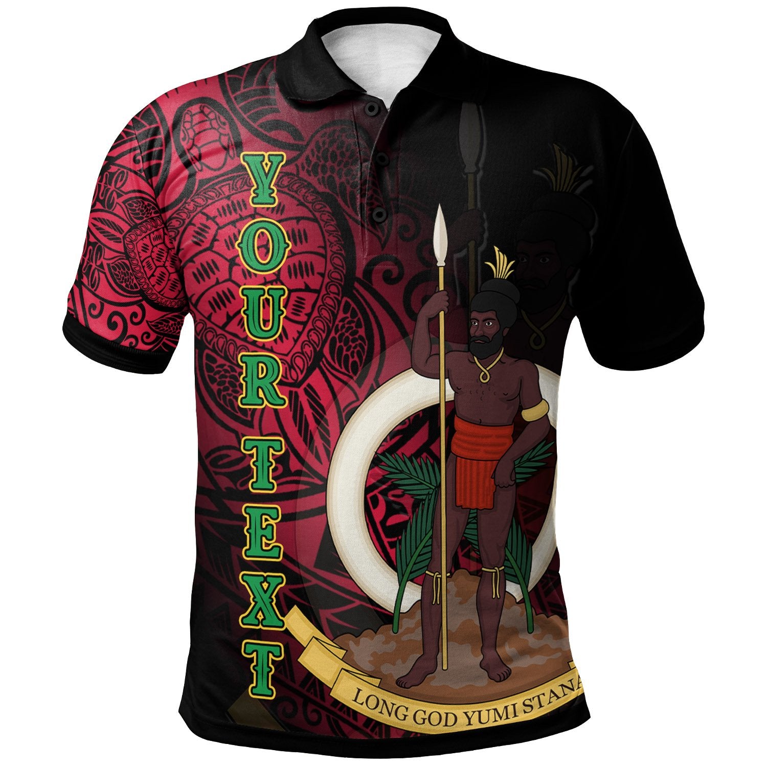 Vanuatu Polo Shirt Custom Turtle Polynesian Style Unisex Black - Polynesian Pride