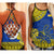 (Custom Personalised) Niue Hiapo Criss Cross Tank Top Rock of Polynesia Tapa Niuean Crab Happy Day LT13 Female Blue - Polynesian Pride