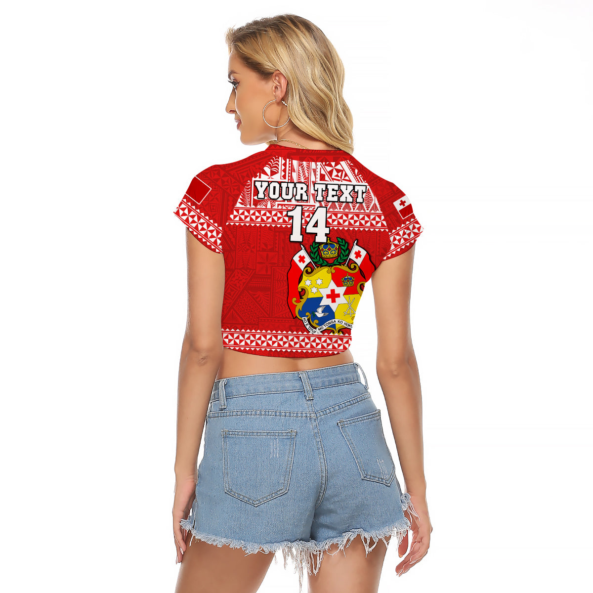 (Custom Text And Number) Tonga Rugby Raglan Cropped T Shirt Mate Maa Tonga Pacific Ngatu White LT14 - Polynesian Pride