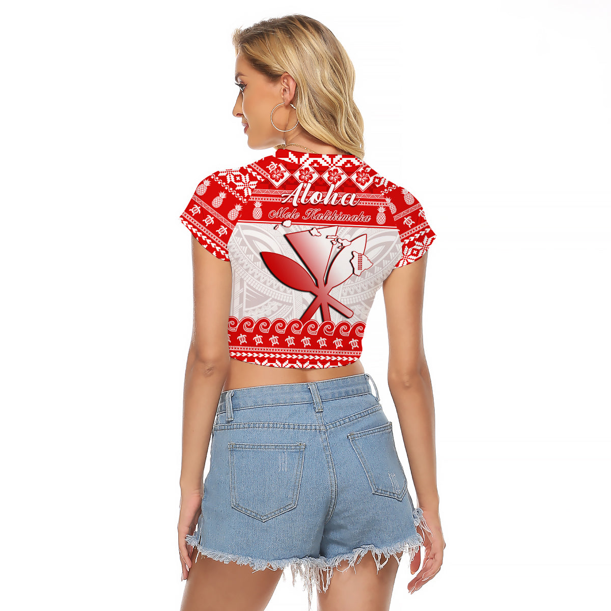 Hawaii Christmas Raglan Cropped T Shirt Kanaka Polynesian Santa Claus Mele Kalikimaka LT14 - Polynesian Pride