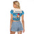 (Custom Personalised) Hawaii Mele Kalikimaka Raglan Cropped T Shirt Dabbing Santa Blue Merry Christmas LT14 - Polynesian Pride